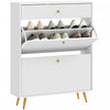 HOMCOM Shoe Storage Cabinet w/ 2 Flip Drawers for 12 Pairs of Shoes, White