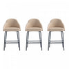 Gracie Modern Metal Upholstered Counter Stool in Tan and Black - Set of 3