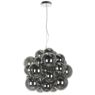 Dainolite Comet 6 Light Chandelier Polished Chrome Finish Smoked Glass Lamp|Lustre Comet de Dainolite en verre fumé, avec fini chromé poli et 6 ampoules