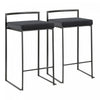 LumiSource Fuji Black Velvet Contemporary Stackable Counter-Height Stool - Set of 2