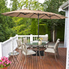 Costway 15 Ft Patio Double Sided Umbrella Outdoor Market Umbrella Tan