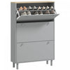 HOMCOM Shoe Cabinet with 3 Flip Drawers for 24 Pairs of Shoes, Grey