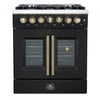 Forno Galiano 30\" French Door Dual Fuel Range, Black, 4.32 cu. ft. - FFSGS6356-30BLK