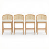 Tatti Rubber Wood Counter Stools with Cane Back Set of 4,Beige