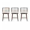 Evalyn Modern Wood Upholstered Counter Stool in White - Set of 3