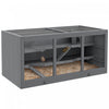 Pawhut Wooden Hamster Cage, Mouse Mice Rat Cage Small Animal Cage, 3 Tier Exercise Play House With Slide, Tray, Grey