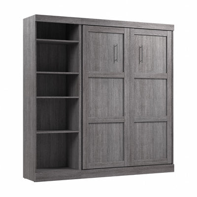 Bestar Pur Full Murphy Bed with Shelving Unit 84-Inch Wall Bed - Bark Grey|Lit double escamotable mural Pur de Bestar de 84 po avec tablettes - gris écorce