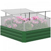 Outsunny 49.6\" X 42.1\" X 26.6\" Galvanized Raised Garden Bed With Greenhouse, Steel Planters For Outdoor Plants, Flowers, Herbs And Vegetables, Use For Patio, Backyard, Balcony, Dark Green