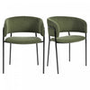 Ethan Set of 2 Modern Corduroy Upholstery Side Chair with Angled Legs and Adjustable Feet,Green Dining Chair