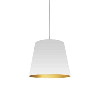 Dainolite Oversized Drum 1 Light Pendant Small White/Gold Shade Lamp|Petit luminaire suspendu de Dainolite avec très grand abat-jour cylindrique blanc et doré, et 1 ampoule