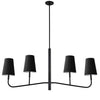 Dainolite Eleanor 4 Light Horizontal Chandelier Matte Black Black/Silver Shades Lamp