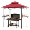 Costway 8' X 5' Grill Gazebo With 2 Shelves 7 Hooks Metal Frame Soft Top Wine