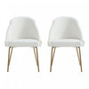 Gracie Modern Vegan Leather Metal Dining Chair in White and Gold - Set of 2