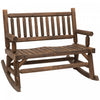 Outsunny 2-person Outdoor Rocking Chair With Slat Design Carbonized Colour