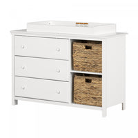 Cotton Candy Changing Table With Removable Rim, Drawers, And Open Storage - Pure White