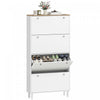 HOMCOM Shoe Cabinet with 4 Flip Drawers, Narrow Shoe Storage Cabinet, White