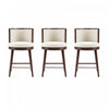 Evalyn Modern Wood Upholstered Counter Stool in Cream - Set of 3