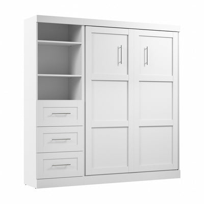 Bestar Pur Full Murphy Unit with Drawers 84-Inch Wall Bed - White|Lit double escamotable mural Pur de Bestar de 84 po avec tiroirs - blanc