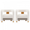 Amirah Modern Velvet Lounge Chair in White - Set of 2