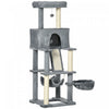Pawhut 55\" Cat Tree For Indoor Cats, Cat Tower, Kitty Activity Center With Cat Bed Ramp Condo Hammocks Hanging Ball Toys Sisal Rope Scratching Post, Grey