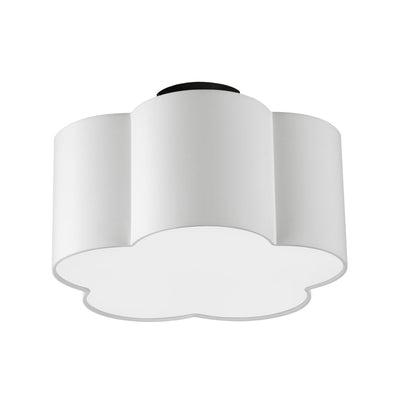 Dainolite Phlox 3 Light Flush Mount Small Matte Black White Shade Lamp|Petit plafonnier affleuré Phlox de Dainolite avec abat-jour blanc, fini noir mat et 3 ampoules