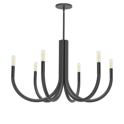 Dainolite Wand 6 Light Chandelier Matte Black Lamp|Lustre Wand de Dainolite avec fini noir mat et 6 ampoules