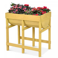 Costway Wooden V Planter Elevated Vegetable Flower Bed Free Standing Planting With Liner