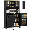 HOMCOM Kitchen Pantry Cabinet with Charging Station and Trash Can Cabinet