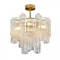 Sophia 5 Light Semi Flush Mount, Brass With Tronchi Style Glassware Lamp