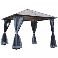 Outsunny 9.8' X 9.8' Patio Gazebo Aluminum Framed Polycarbonate Roof Hardtop Garden Canopy Party Ten