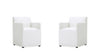 Anna Square Modern Vegan Leather Armchair in White - Set of 2
