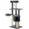 PawHut 50 Inch Cat Tree for Indoor kittens, Multi-Level Cat Tower with Sisal Scratching Posts and Ramp, Bed, Condo, Plush Perch, Hammock, Toy Ball, Grey