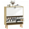 HOMCOM Narrow Shoe Cabinet, 2 Flip Drawers Shoe Storage Cabinet, White