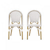 Julien Faux Ratten and Aluminum French Bistro Chairs, Set of 2 - Grey and White