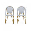 Julien Faux Ratten and Aluminum French Bistro Chairs, Set of 2 - Blue and White