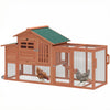 PawHut Chicken Coop with Run, Mobile Wooden Chicken House with Nesting Box, Roosting Bar, Ramp & Tray, Hen House Poultry Cage for 1-2 Hens, 74.8\" L x 27.2\" W x 38.2\" H