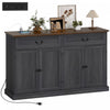 HOMCOM Buffet Cabinet with Charging Station, 55\" Farmhouse Sideboard, Black