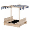 Kids Wooden Sandbox With Lid Outdoor Backyard Playset Children Sand Play Station W/adjustable Cover & Convertible Bench For 3-7 Years Old, Natural