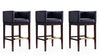 Kingsley Mid-Century Modern Wood Upholstered Barstool in Black - Set of 3