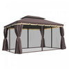 Outsunny 10' x 13' Patio gazebo, aluminum Frame Double Roof Outdoor Gazebo Canopy Shelter With Netting & Curtains, For Garden, Lawn, Backyard And Deck, Coffee