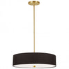 Dainolite Everly 4 Light Pendant Aged Brass Finish Black Shade Lamp