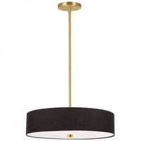 Dainolite Everly 4 Light Pendant Aged Brass Finish Black Shade Lamp