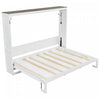 Olivia Solid Wood Murphy Bed with LED Light and Foldable Cabinet,Queen Size,White Queen Bed