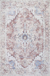 Aqua Rustic Washable Non-slip Low Pile Area Rug 5'x7'