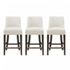 Beever Modern Chenille Wood Counter Stool in Cream - Set of 3 Bar Stool