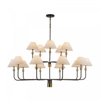 Providence 15 Light Chandelier, Black, Brushed Brass Lamp