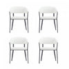 Belle Modern Metal Upholstered Dining Chair in White - Set of 4