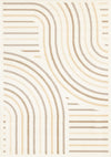 Forte Cream Beige Brown Curvy Lines Area Rug - 5'3\" x 7'5\"
