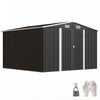 Outsunny 10' x 10' Metal Shed, Heavy Duty Outdoor Storage Shed, Dark Grey
