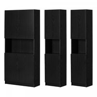 Liora Set Of Bookcase And 2 2-door Narrow Bookcases - Black Oak